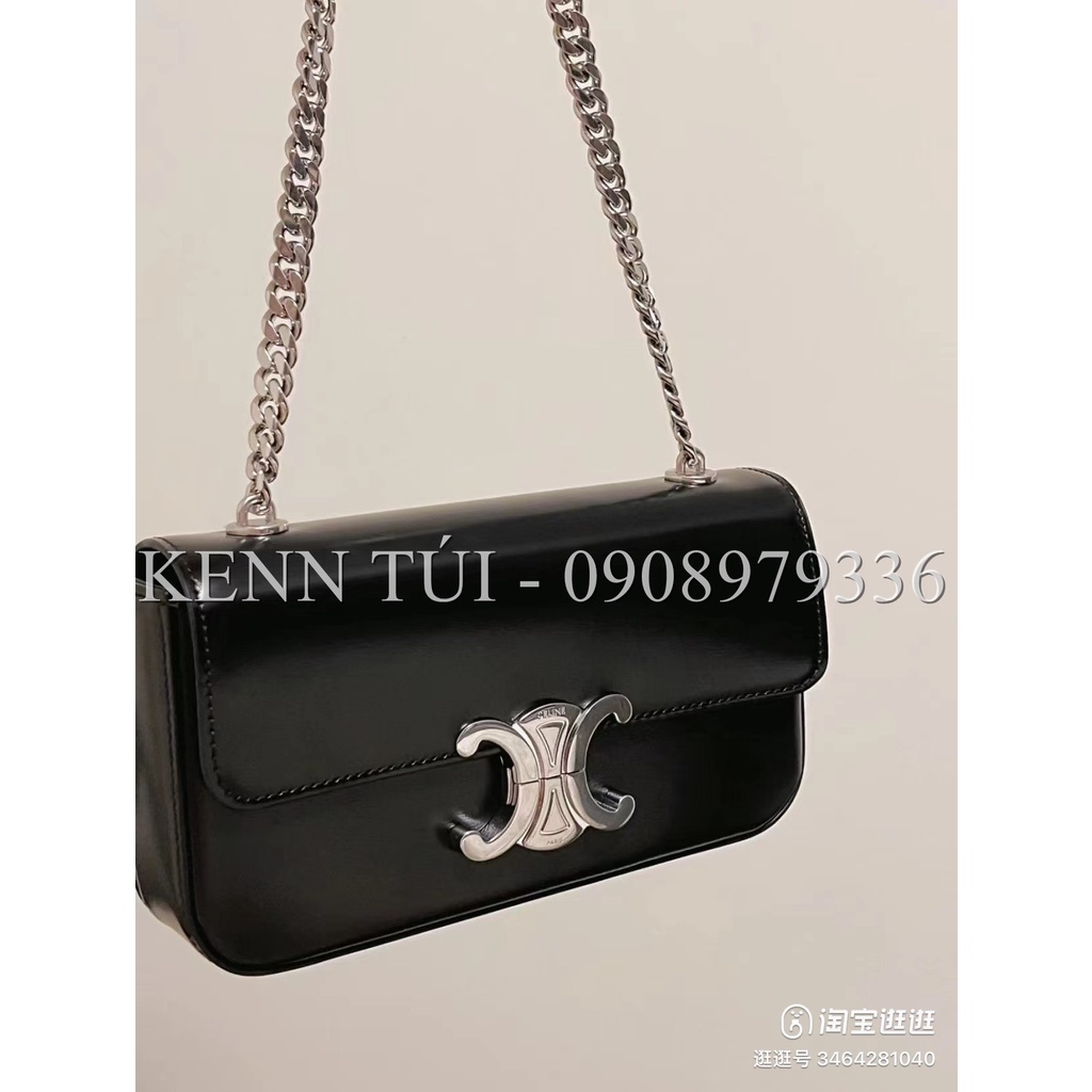 Túi kẹp nách đeo vai khóa bạc Ce.line 20cm hàng fullbox