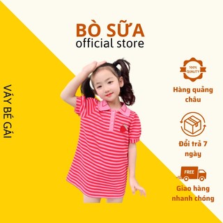 Váy hè cho bé gái, váy polo cổ bẻ dâu tây đính khuy cao cấp 8-22kg