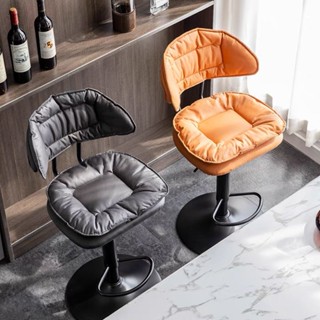 Ghế Quầy Bar Lễ Tân Nâng Hạ Độ Cao Xoay 360 Độ, Kiểu Dáng Bắc Âu Sang Trọng Đệm Bọc Vải Da PU