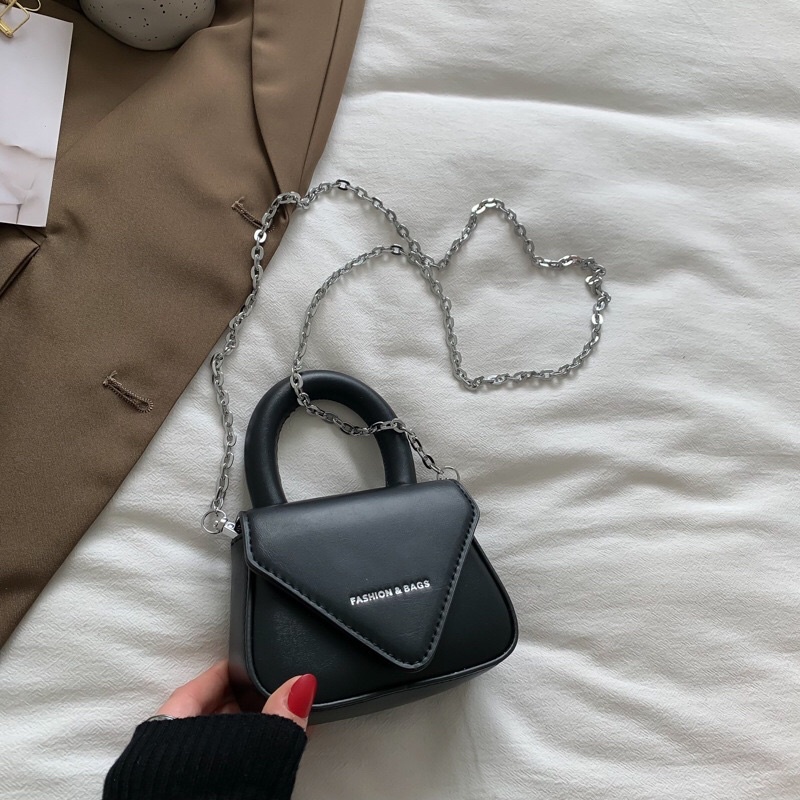 Túi đeo chéo nữ mini  fashion & bags dây xích size 14 nhỏ xinh