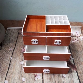 Kệ đựng mỹ phẩm 4 tầng dán màu gỗ