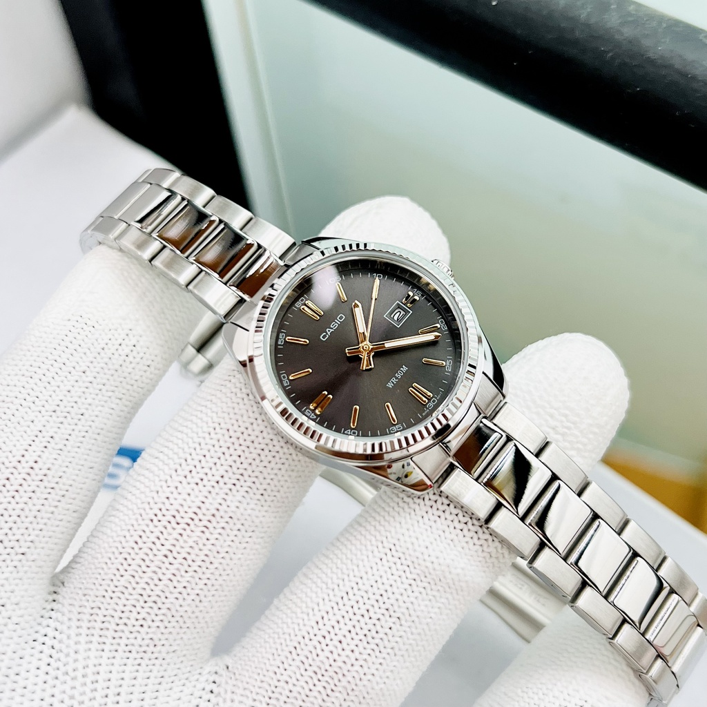 Đồng hồ đôi nam nữ dây thép Casio MTP 1302D 1A2