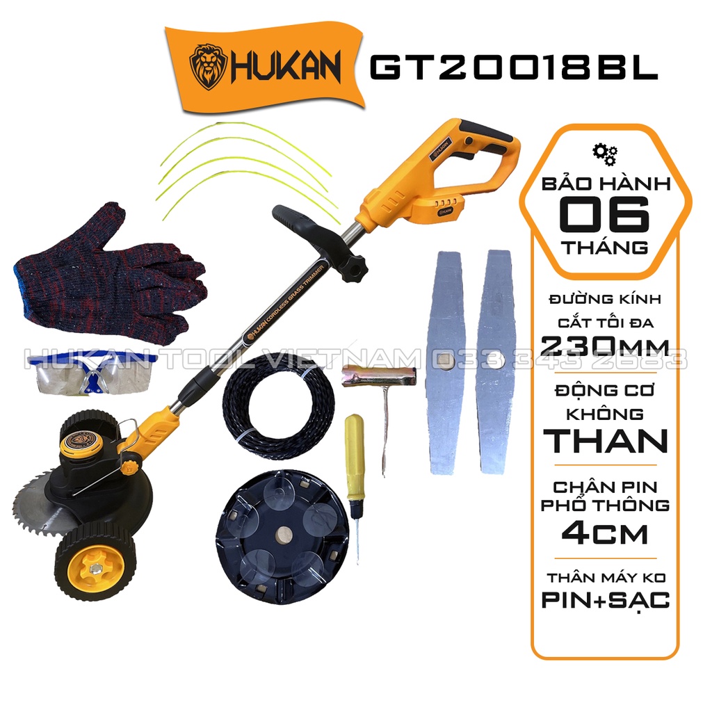 Thân cắt cỏ dùng pin Hukan GT20018BL Động cơ Không Chổi Than Chân pin phổ thông 4cm