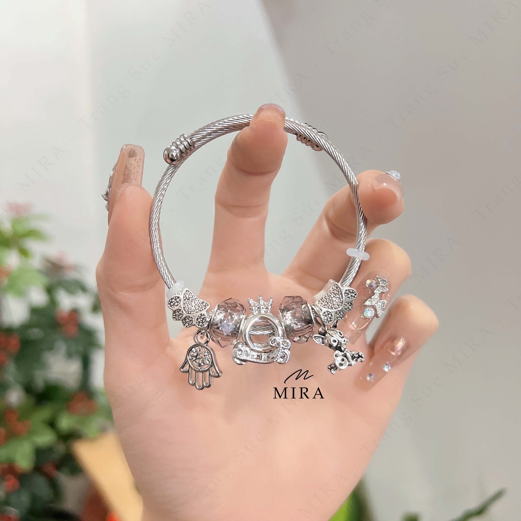 Kiềng , Lắc Tay MIRA & Co. - KPAN28 Đủ Màu Đá, Mở Hai Đầu, Kiềng Không Hoen Gỉ