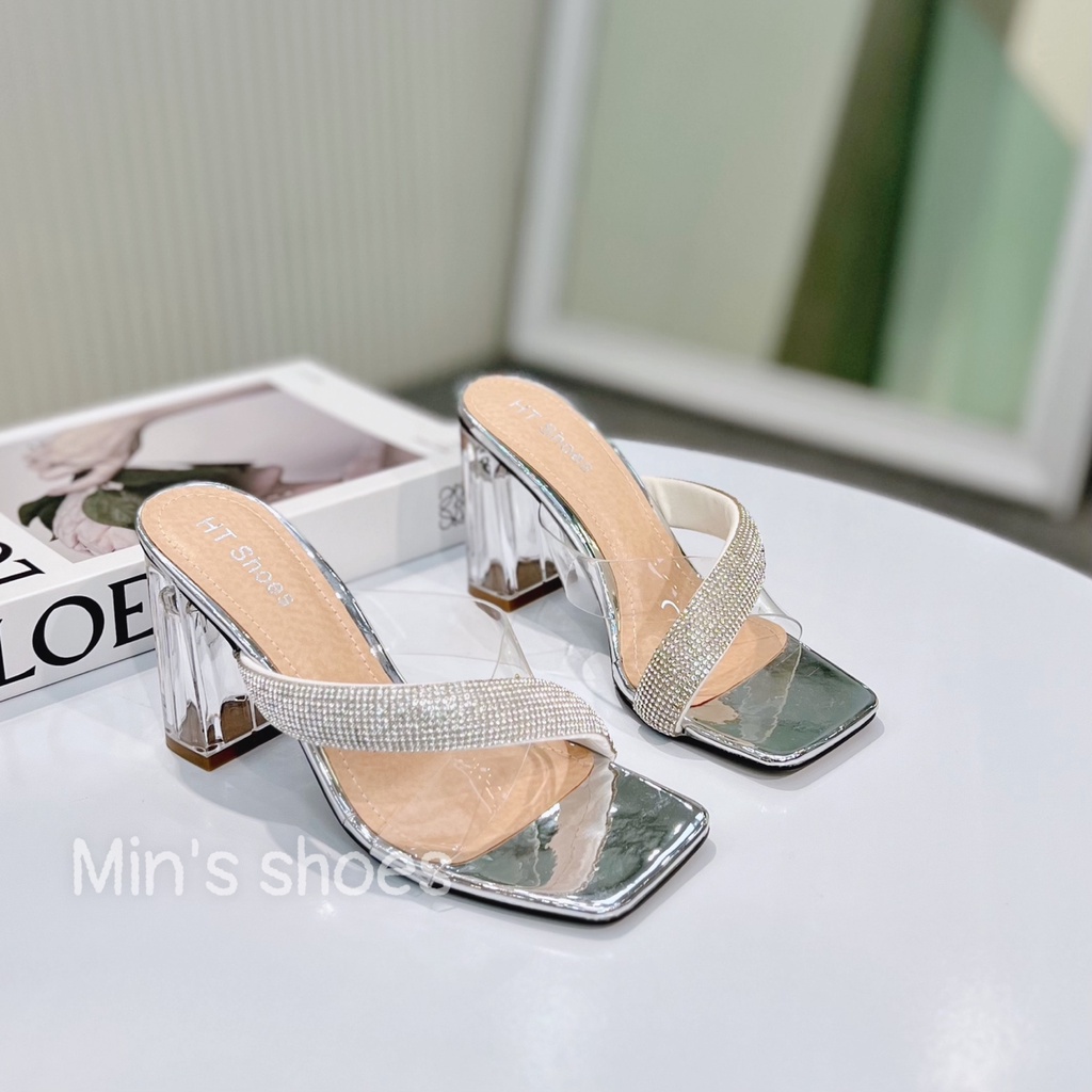 Min's Shoes - Guốc Sandal Quai Đính Đá Gót Mica Cao Cấp S461