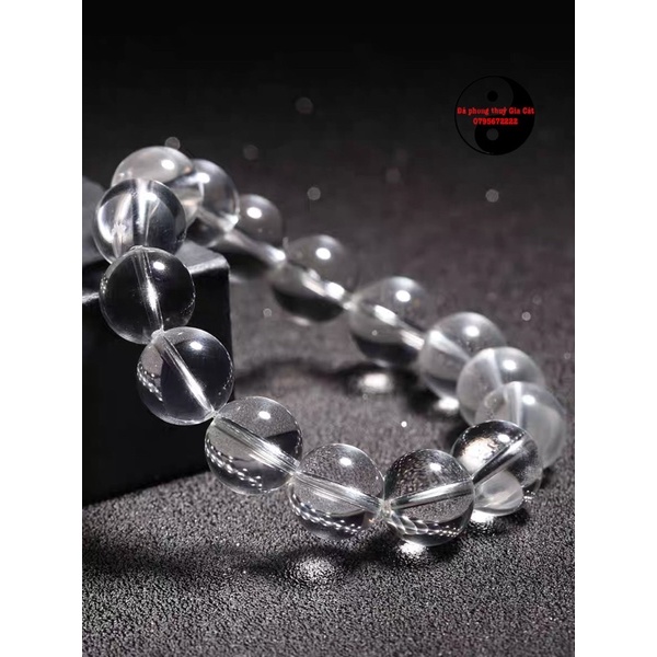 Vòng tay đá Thach Anh trắng sạch 5a trongkiểm định