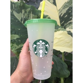 Ly Nhựa Chấm Bi Đổi Màu Starbucks