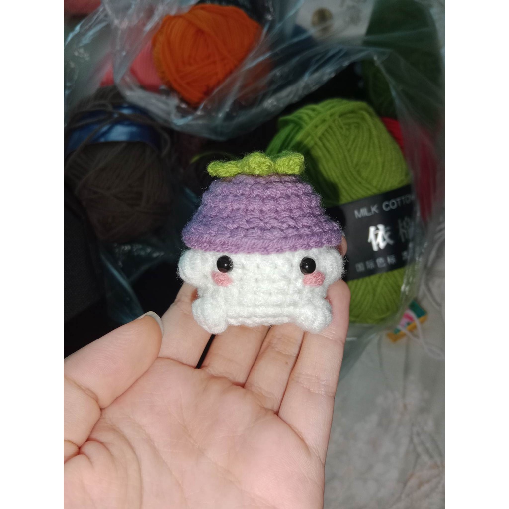 Móc khóa nấm Chunky mushie len mềm mịn handmade - kèm dây móc