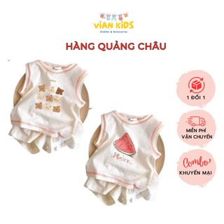 Bộ ba lỗ cotton cho bé hàng Quảng Châu, Set áo sát nách quần short size 80-130