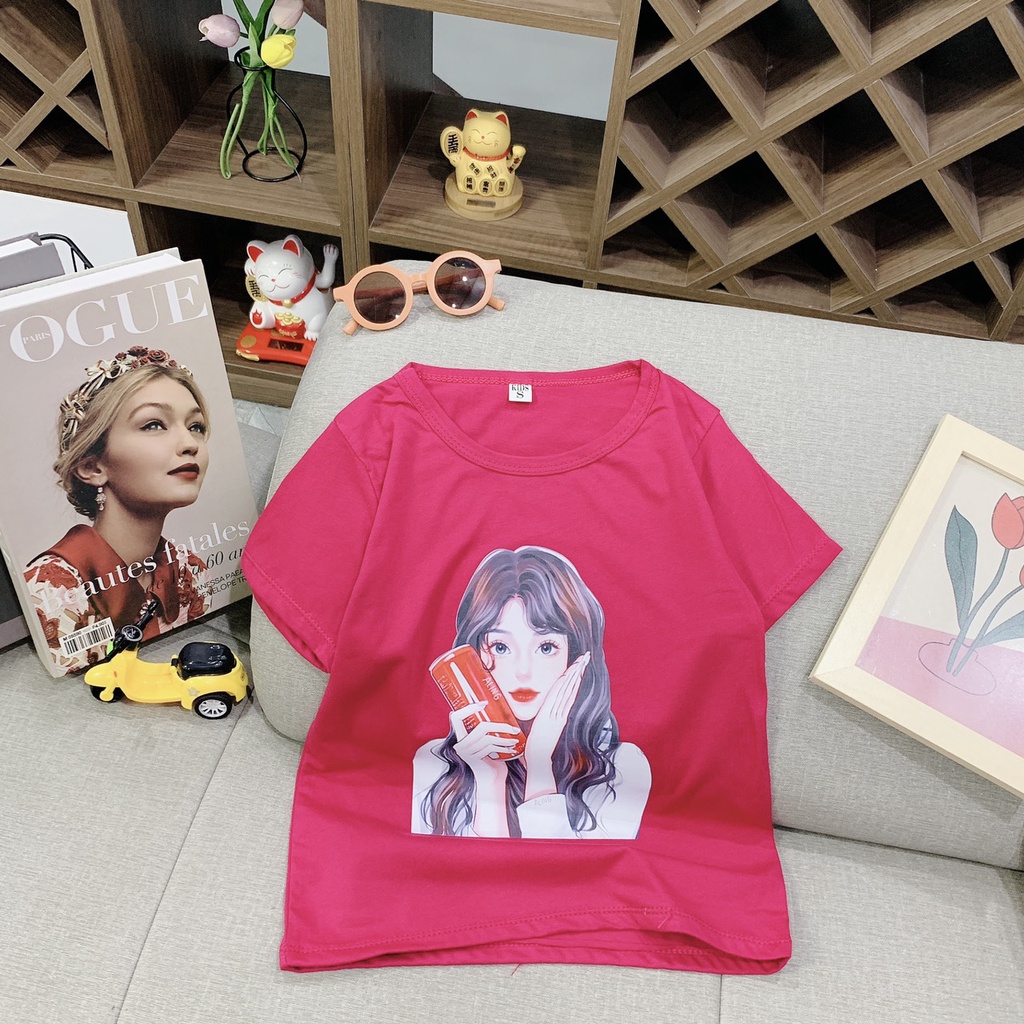 Áo Phông Ngắn Tay Cho Bé Gái, Áo Thun Chất Cotton Cho Trẻ Em Từ 3-12 tuổi