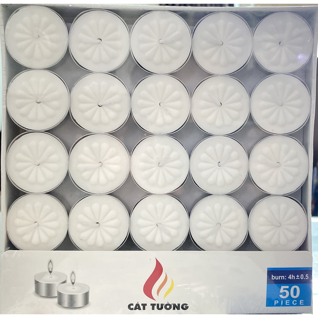 50 Viên nến tealight đốt cháy 4 tiếng