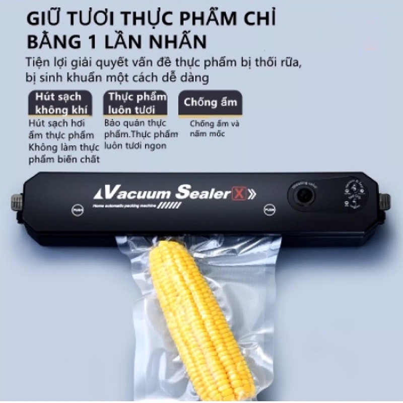 Máy Hút Chân Không Thực Phẩm Hàn Miệng Túi Cao Cấp, Máy Hút Chân Không Gia Đình Vacuum Sealer Mini, Tặng Kèm 10 Túi