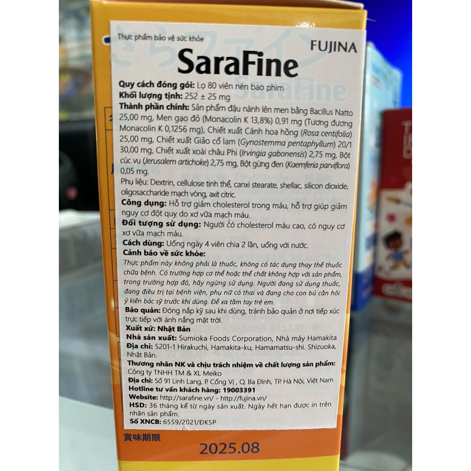 VIÊN HẠ MỠ MÁU SARAFINE NHẬT BẢN