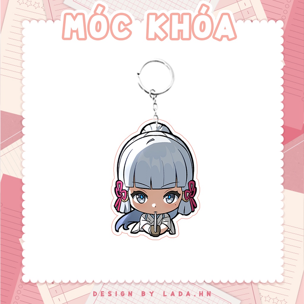 Móc khóa mô hình standee đứng để bàn Ayaka Genshin Impact Lada anime đáng yêu chibi trang trí quà tặng