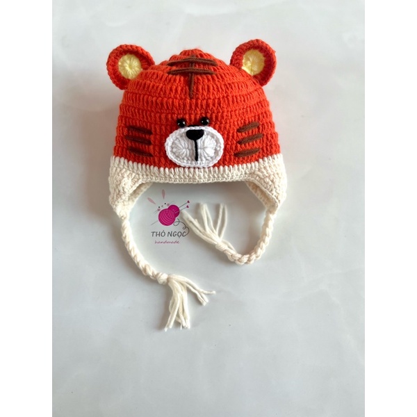 nón con hổ bằng len cho bé, hàng handmade thủ công bằng len
