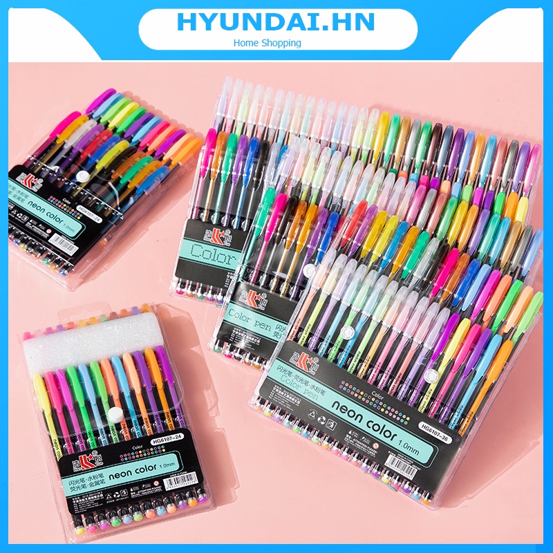 Set bút nhũ Neon color, phụ kiện văn phòng phẩm, hàng mới về, Bút gel nhũ 12/18/36/48/60 bút đủ loại
