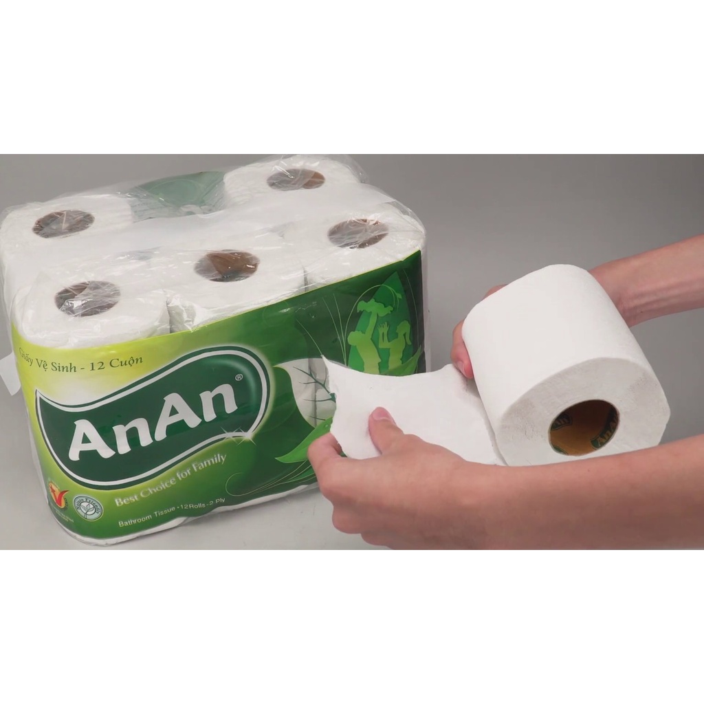 20 cuộn - Giấy Vệ Sinh An An - Giấy 2 Lớp Cao Cấp Chính Hãng