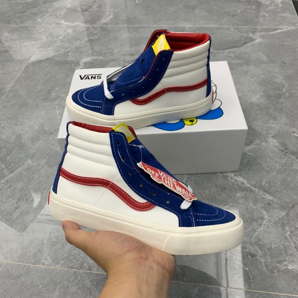 Giày Thể Thao Vans Sk8-Hi Vải Canvas Cổ Cao Họa Tiết Mèo Pokonyan Dingdang Màu Trắng / Xanh Dương / Đỏ Đa Năng Cho Nam Và Nữ