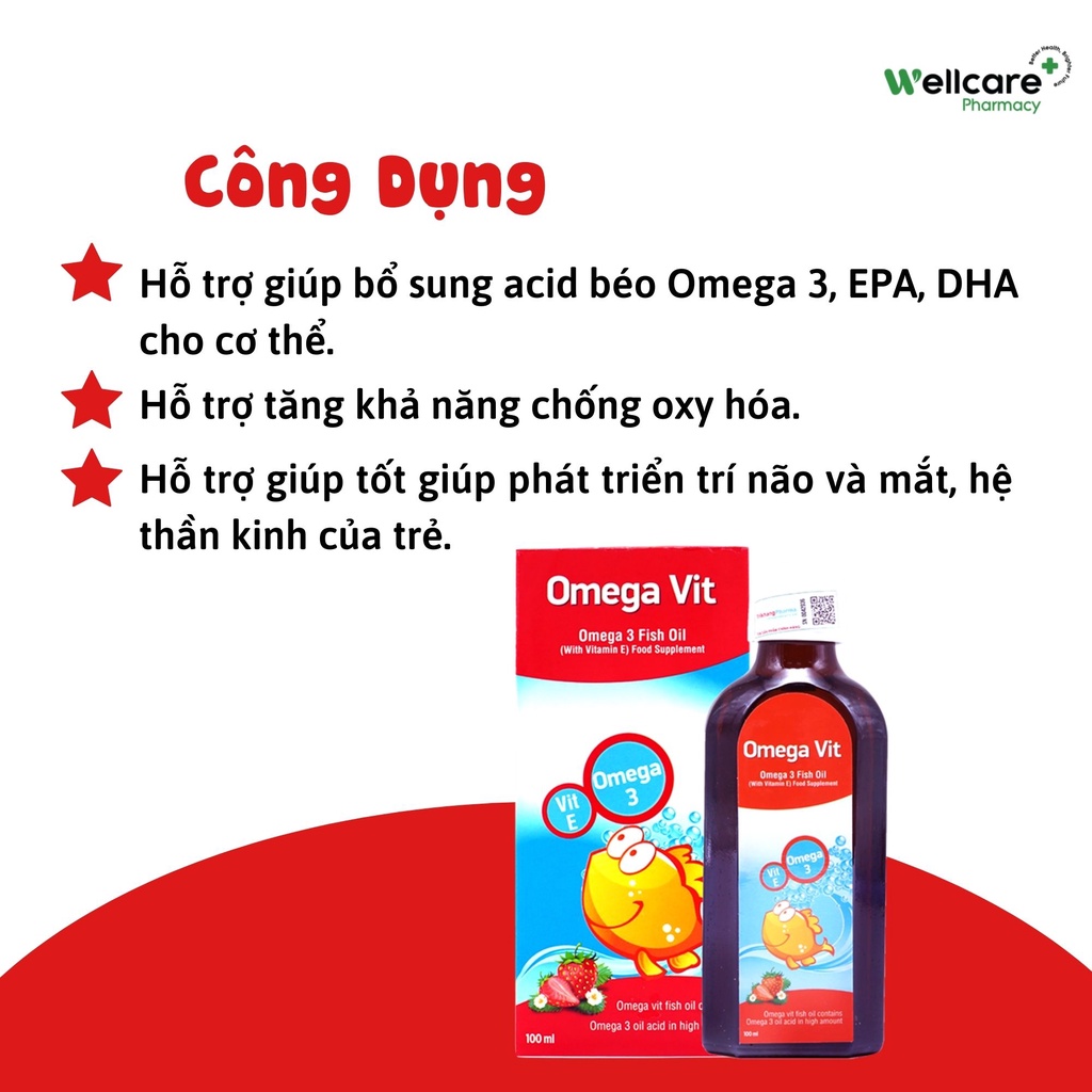 Omega Vit bổ sung Omega 3 DHA EPA cho bé giúp phát triển trí não, mắt và hệ thần kinh