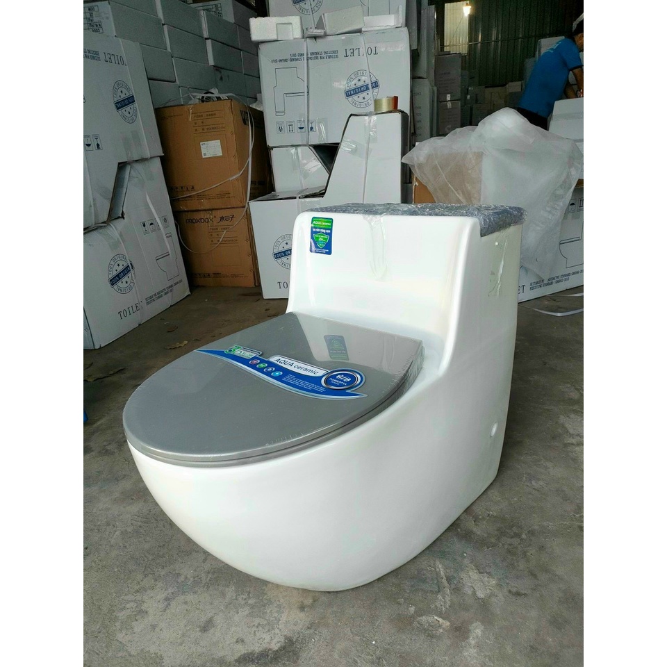 BỒN CẦU TRỨNG TRẮNG NẮP XÁM , BỒN CẦU TRỨNG TRẮNG XÁM