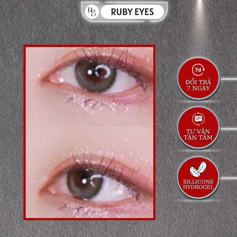 Kính Áp Tròng Sillicone Hydrogel Màu Xám Pony Gray, Kính Áp Tròng Ruby Eyes Hàn Quốc Phiên Bản Mới 2023