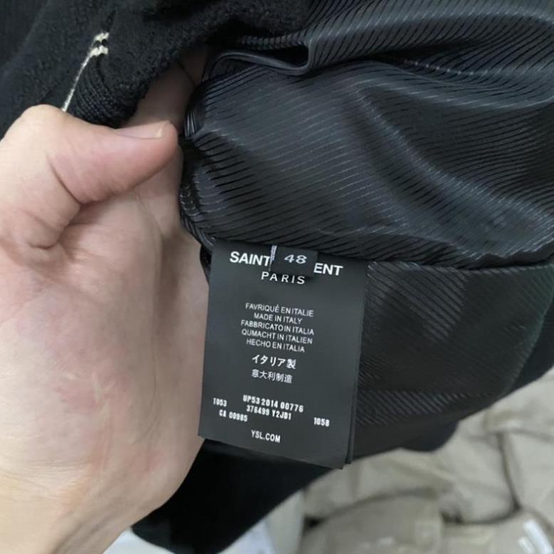 Áo khoác bomber Varsity  Saint La*urent Teddy YSL Jacket bản cao cấp, Da Lộn, Áo khoác bóng chày nam nữ