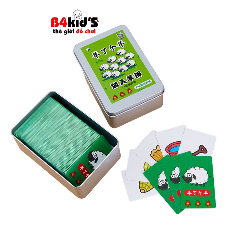 Trò chơi nuôi cừu bông 480 thẻ bài giấy hộp inox vui nhộn B4KIDS