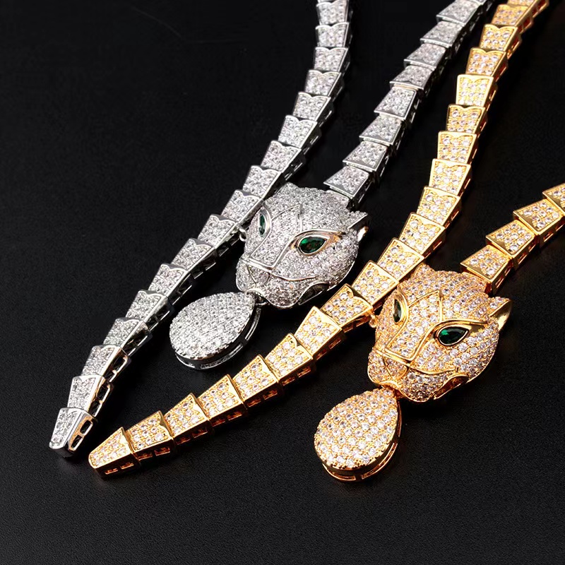 Bộ Vòng cổ + Bông Tai Hình Giọt Nước Họa Tiết Da Báo Phong Cách vintage Mới