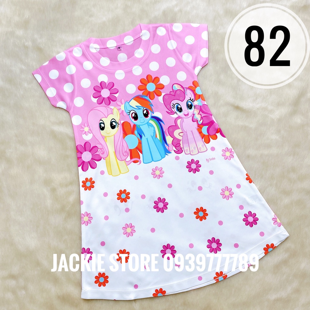 Váy đầm pony hồng - chấm bi trắng