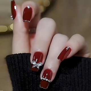 [ Mã Tết 2023 ] Móng Tay Giả 24 móng Gradient Đính Nơ Xinh Xắn Tặng kèm Phụ Kiện