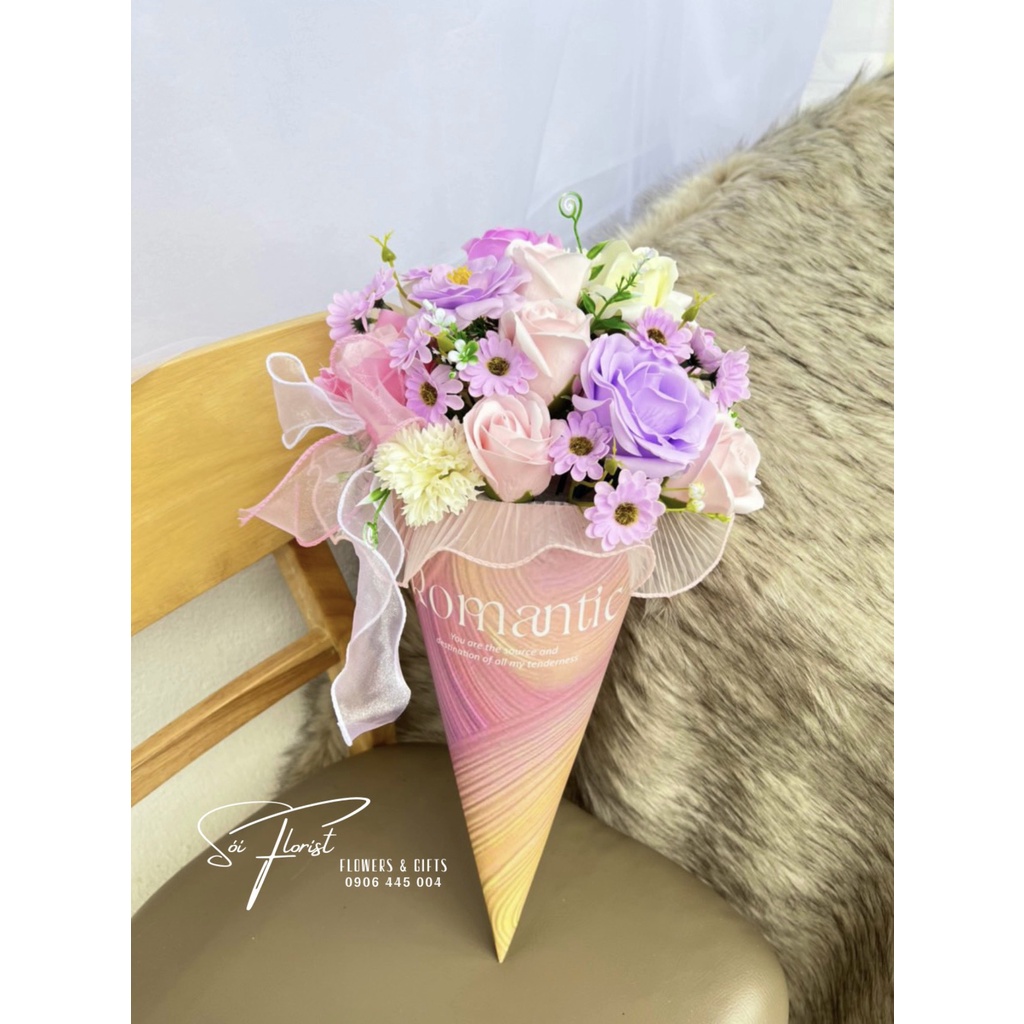 QUÀ TẶNG - Bó hoa hình kem ốc quế màu pastel hot trend độc đáo, quà tặng bạn gái, quà tặng sinh nhật ý nghĩa