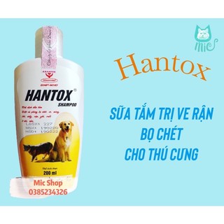 Sữa tắm Hantox diệt ve rận bọ chét ghẻ chó mèo 200ml