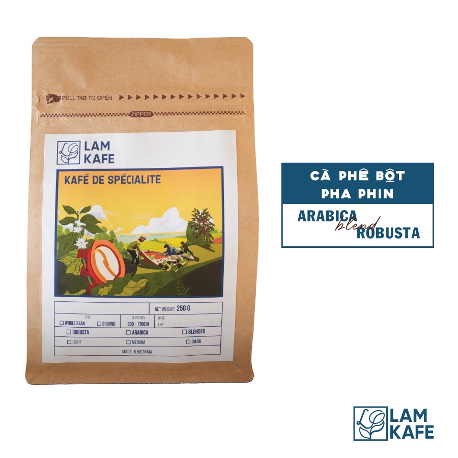 Cà phê bột rang xay Arabica & Robusta Lam Kafe.