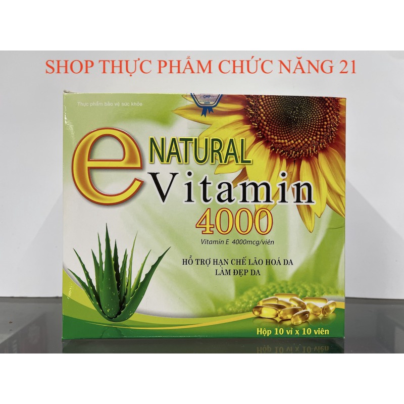 E Natural - Hỗ trợ hạn chế lão hoá da, duy trì vẻ đẹp cho làn da, giữ ẩm cho da, Hộp 30 viên.Hộp 100 viên.