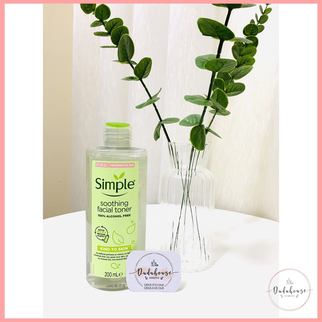 Nước Hoa Hồng Simple Cân Bằng Da Dịu Nhẹ Kind To Skin Soothing Facial Toner 200ml
