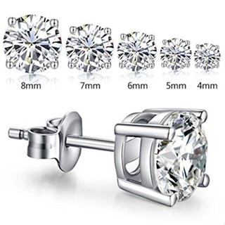  Bông hoa tai Moissanite bạc ý xi bạch kim 