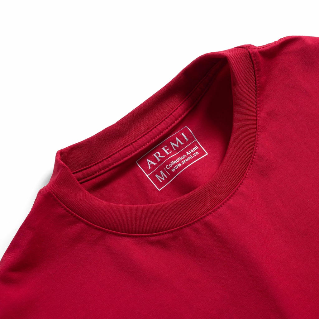 Áo thun tay ngắn cổ tròn đỏ chính hãng AREMI vải cotton 4 chiều chuẩn form thoải mái dành cho nam nữ ATS0012