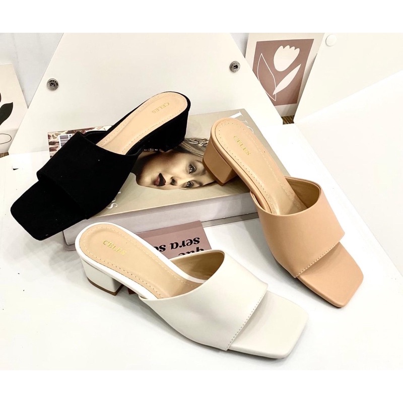 Guốc cao gót trơn quai ngang 3 phân Annmodels -Guốc cao gót đế vuông kiểu dáng tiên lợi _G4FBN