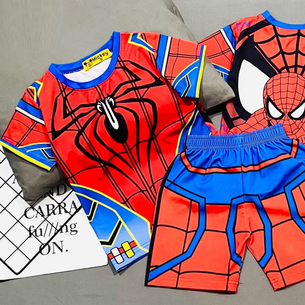 Bộ quần áo siêu nhân chất thun lạnh in 3D cho bé 9-18 kg