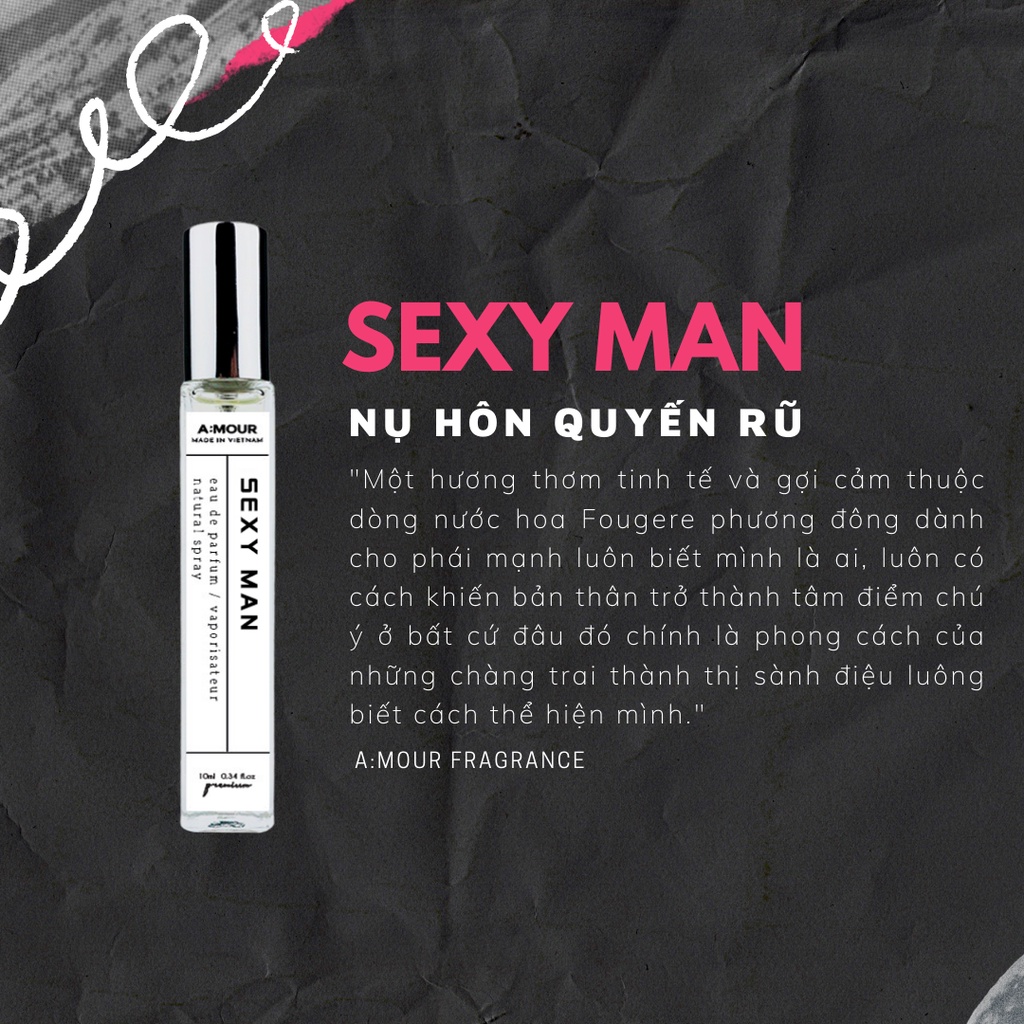 Nước Hoa Nam Amour Sexy Man Nguyên Liệu Nhập Pháp Hương Thơm Ngọt Ngào, Lôi Cuốn Dạng Xịt 10ml và 2ml | BigBuy360 - bigbuy360.vn