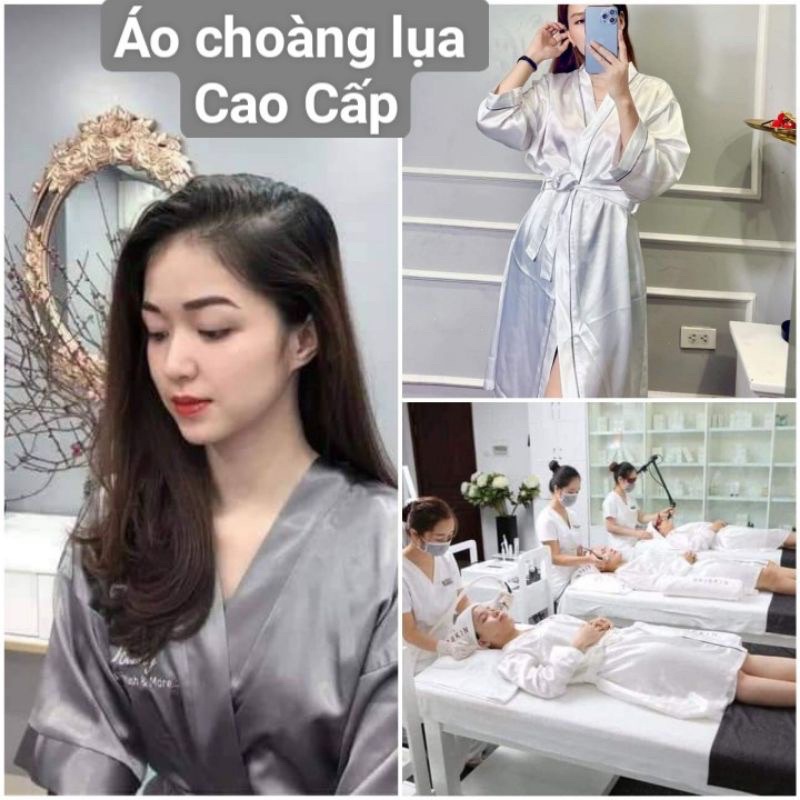 áo choàng lụa spa, áo choàng make up chất phi lụa đẹp mát ,mềm mại