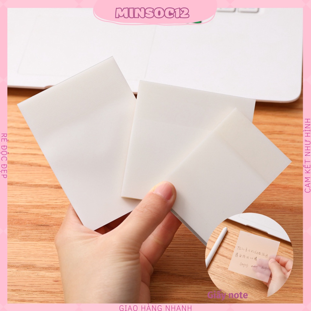 Giấy note Giấy Ghi Chú Trong Suốt Độc Đáo Chống Thấm nước cho học sinh sinh viên văn phòng phẩm xinh xắn