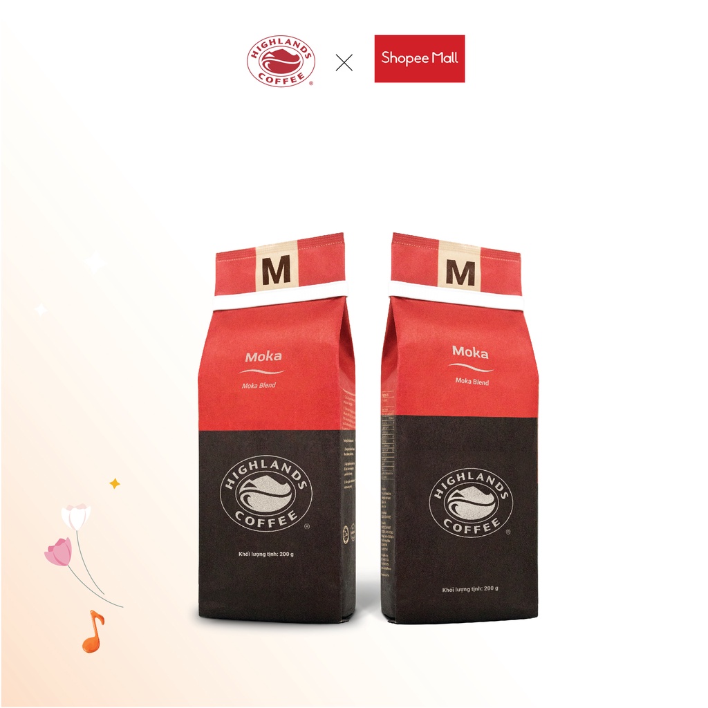 Combo 2 gói Cà phê rang xay Moka Highlands Coffee 200g/gói