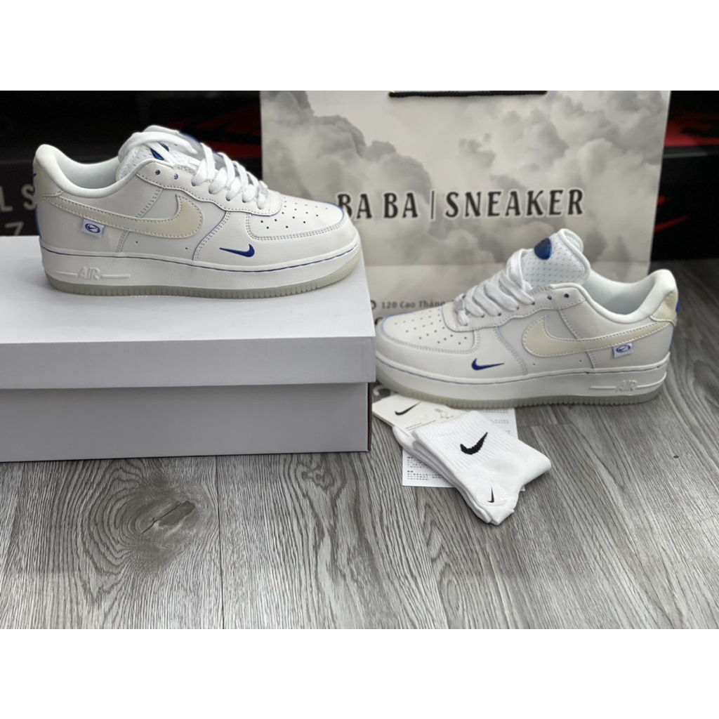 Giày Cao Cấp Thể Thảo Sneaker AF/1 Trắng Viền Xanh Dạ Quang SIêu Xinh Ảnh Thật + freeship + Tặng Tất