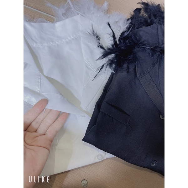 Áo sơmi lông vũ dài tay , Áo sơ mi satin tay dài dáng rộng thời trang hàn quốc L99