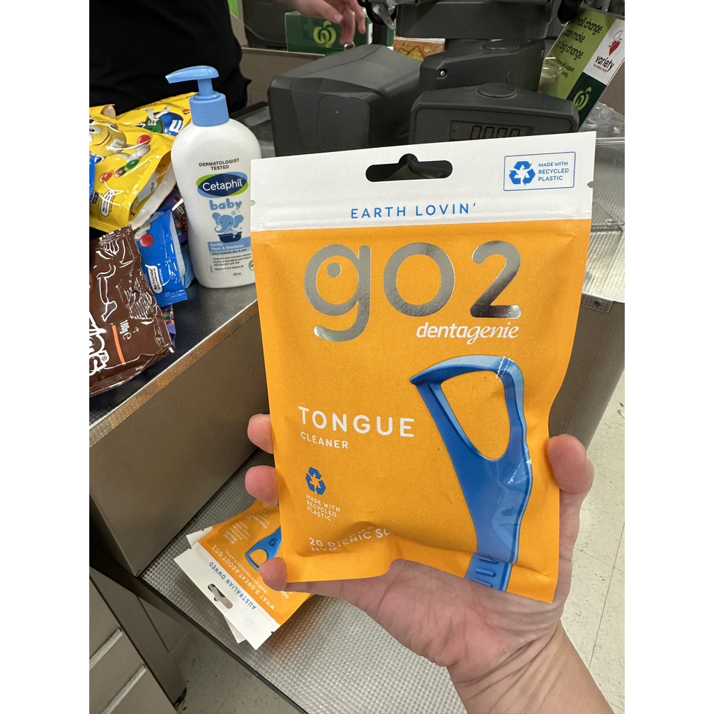 Úc GO 2 Dụng cụ làm sạch lưỡi, đồ cạo lưỡi, vệ sinh lưỡi bằng nhựa tái chế