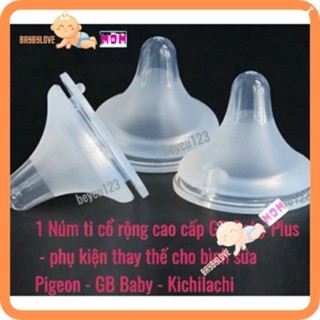 Núm ti cổ rộng cao cấp Plus - phụ kiện cho bình sữa Pigeon - Lansinoh - GB Baby - KichiIachi Kichi - Wesser