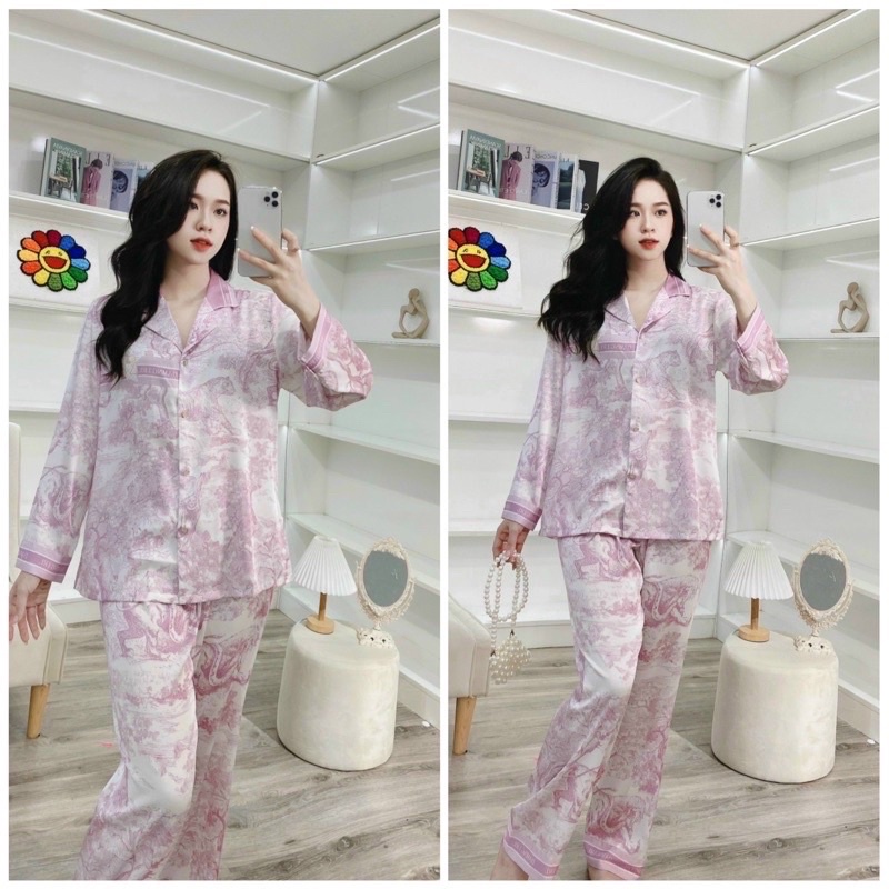 BỘ PIJAMA SATIN LỤA QUẢNG CHÂU THỎ HỒNG LEI