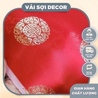 Vải gấm đỏ , vàng chữ thọ khổ 90cm