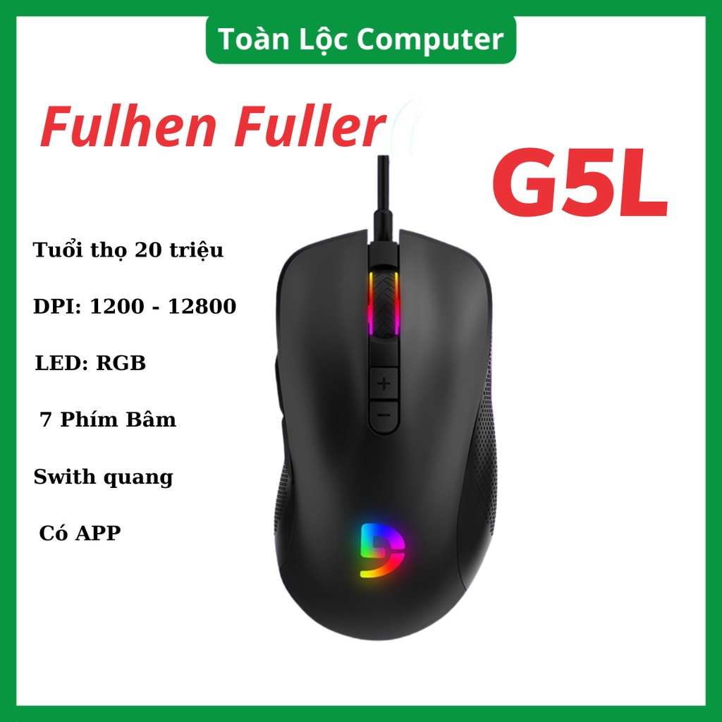 Chuột Gaming Fuhlen Fuller G5L12800,Chuột chơi game có dây có app chỉnh Macro, LED và DPI bảo hành 12 tháng